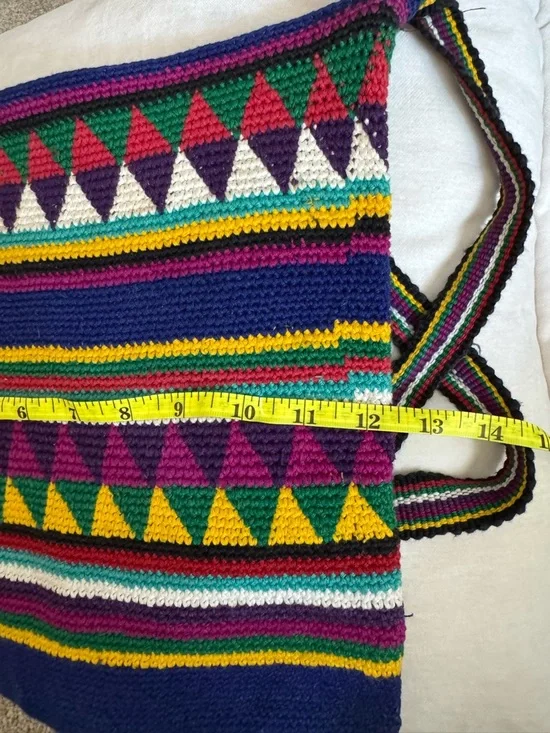Vintage Guatemalan Handwoven Boho Bag - Vibrant Mayan Geometric Design - Picture 14 of 16